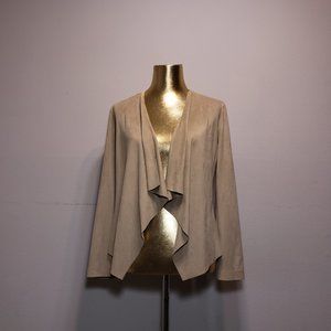 ZARA Tan Suede Drape Cardigan